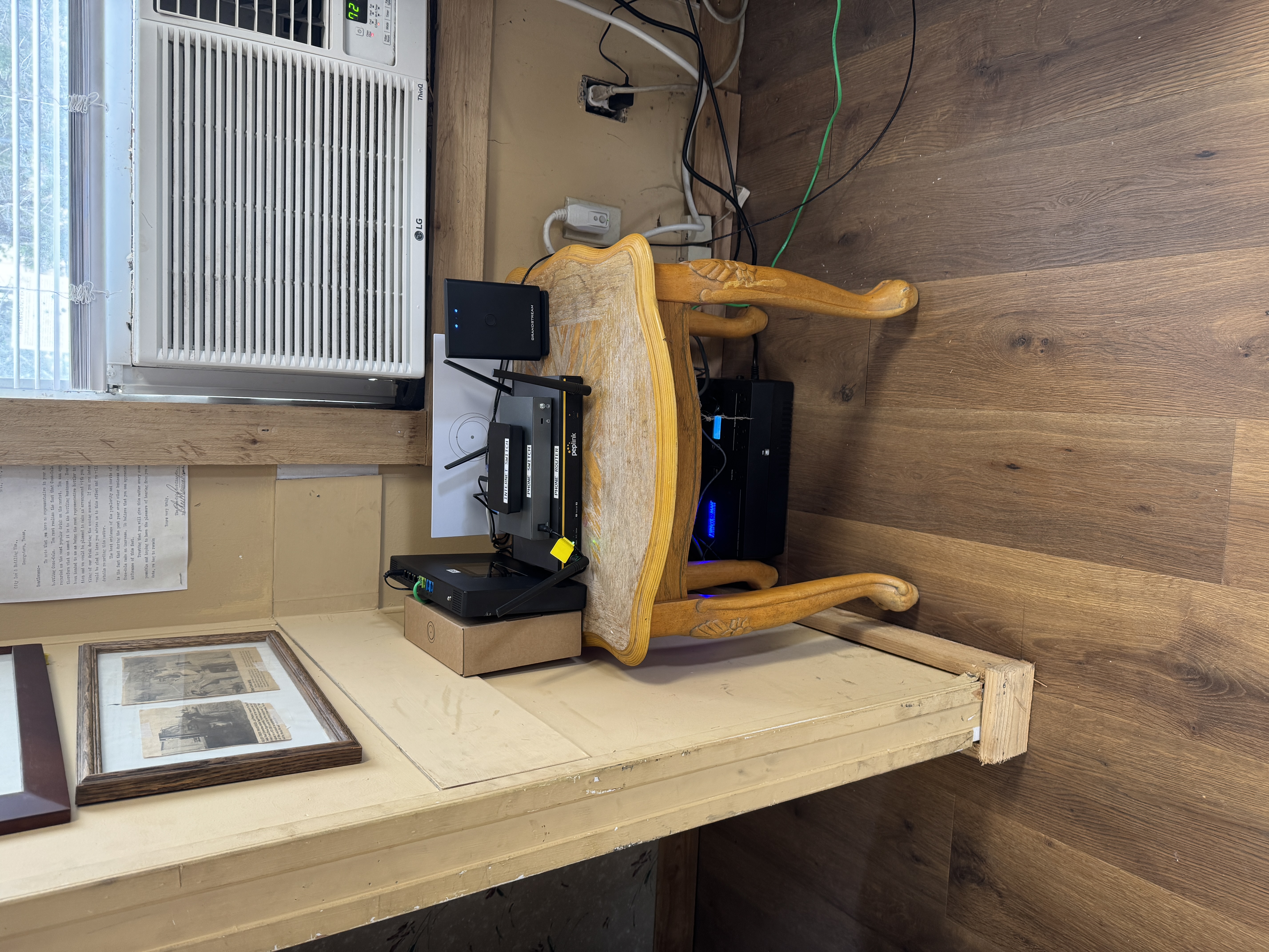 Construction trailer indoor Starlink networking and router integration